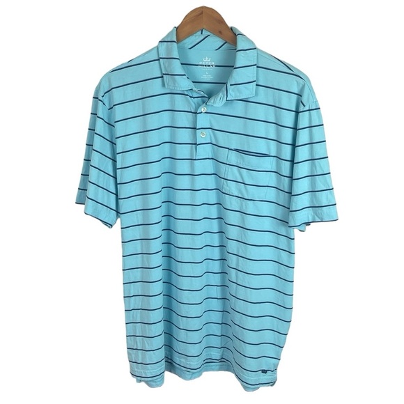 PO741 Men’s Peter Millar Seaside Wash Preppy Stretch Striped Polo Shirt L - Picture 1 of 5